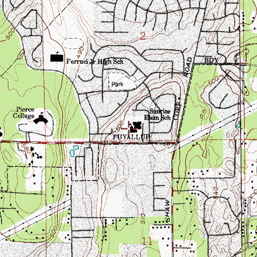 Topographic Map of Sunrise Elementary School, WA