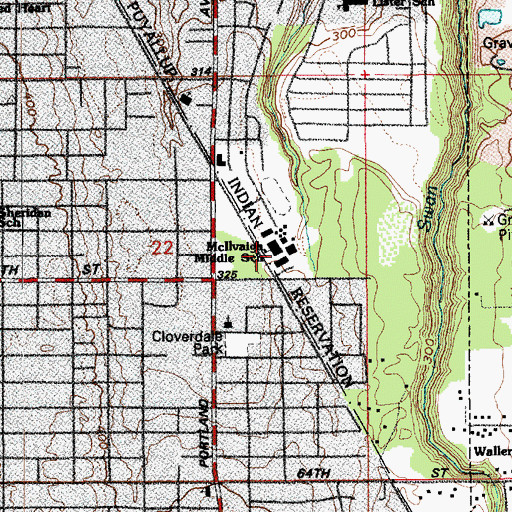 Topographic Map of McIlavigh Junior High School, WA