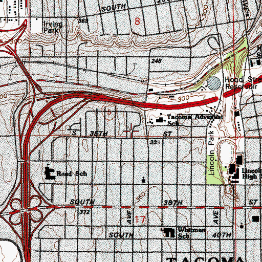 Topographic Map of Tacoma Adventist School, WA