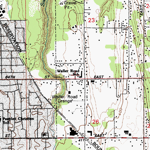 Topographic Map of Waller Road Elementary School, WA