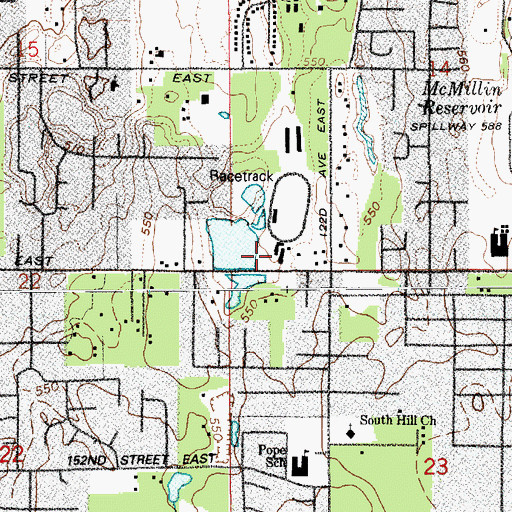 Topographic Map of Warren Hunt Elementary School, WA