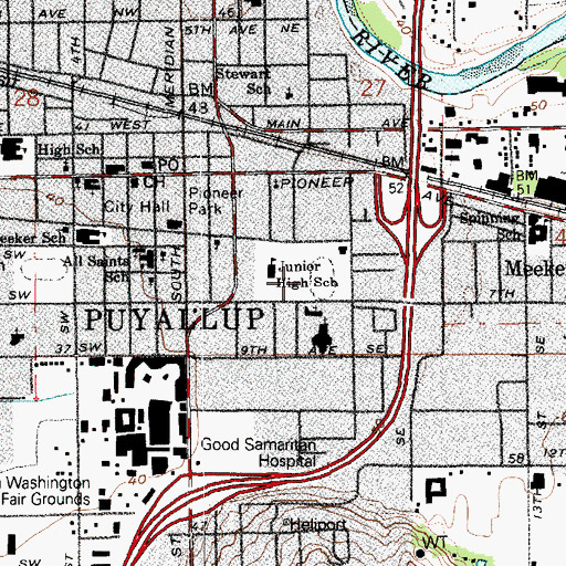 Topographic Map of Kalles Junior High School, WA