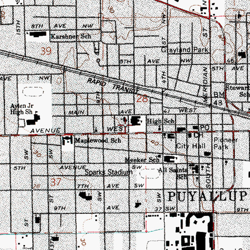Topographic Map of Puyallup High School, WA