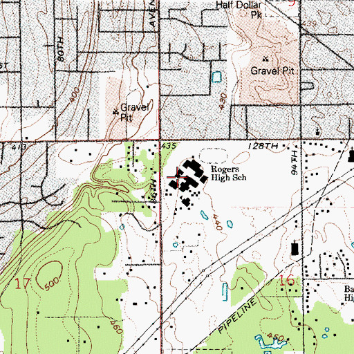 Topographic Map of Governor John Rogers High School, WA