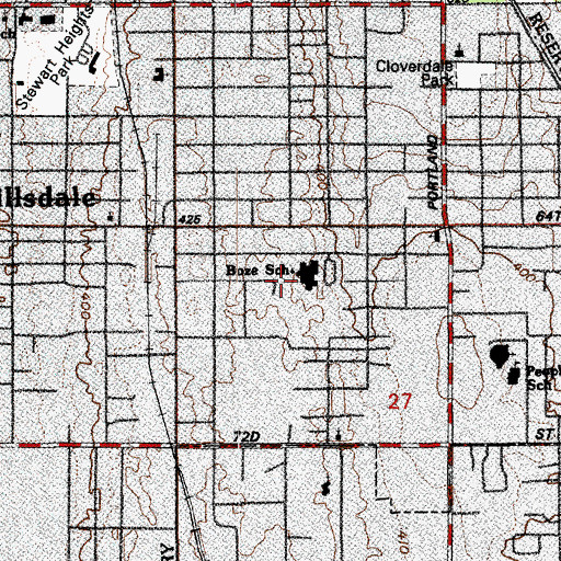 Topographic Map of Boze Elementary School, WA