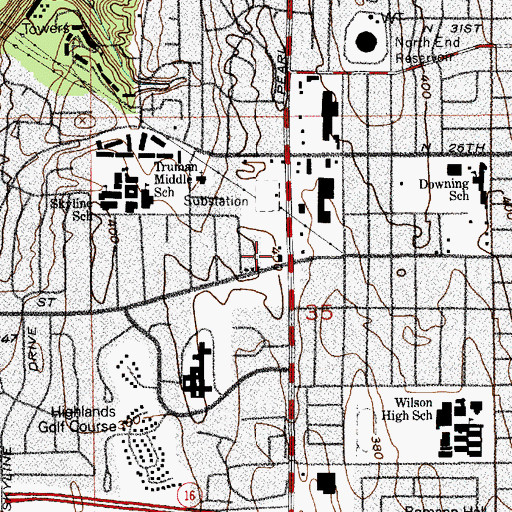 Topographic Map of Tacoma Christian School, WA