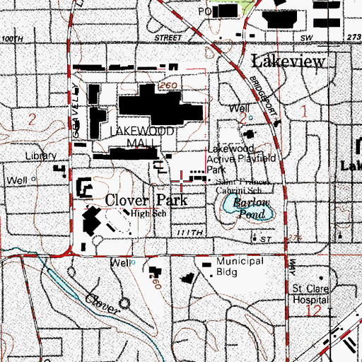 Topographic Map of Saint Frances Cabrini School, WA