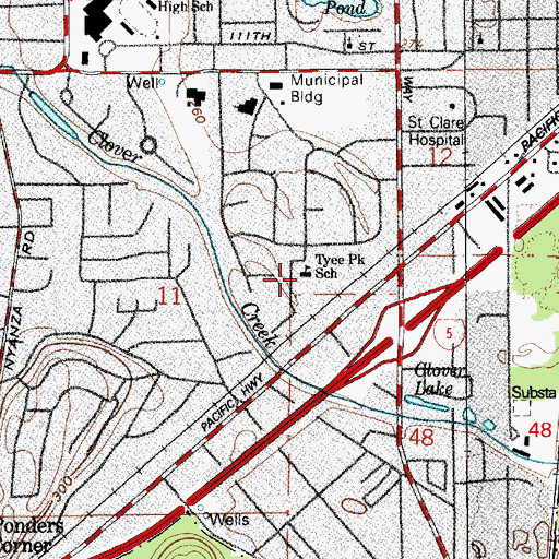 Topographic Map of Tyee Park Elementary School, WA
