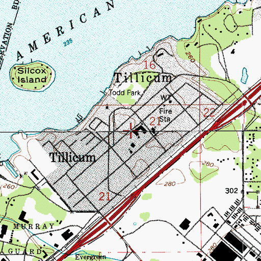 Topographic Map of Tillicum Elementary School, WA