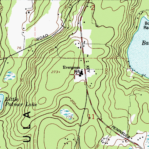 Topographic Map of Evergreen Elementary School, WA