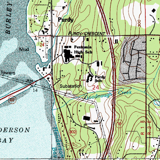 Topographic Map of Purdy Elementary School, WA