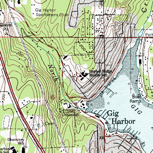 Topographic Map of Harbor Ridge Middle School, WA