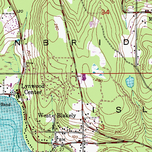 Topographic Map of Captain Johnston Blakely Elementary School, WA