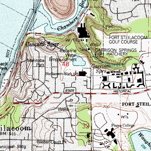 Topographic Map of Steilacoom High School, WA