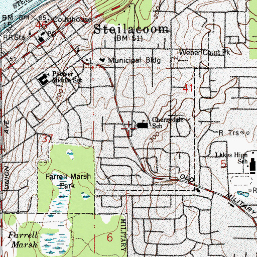 Topographic Map of Cherrydale Elementary School, WA