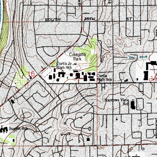 Topographic Map of Curtis Senior High School, WA