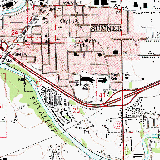 Topographic Map of Sumner Middle School, WA