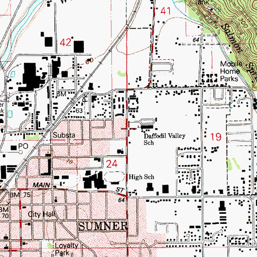Topographic Map of Daffodil Valley Elementary School, WA