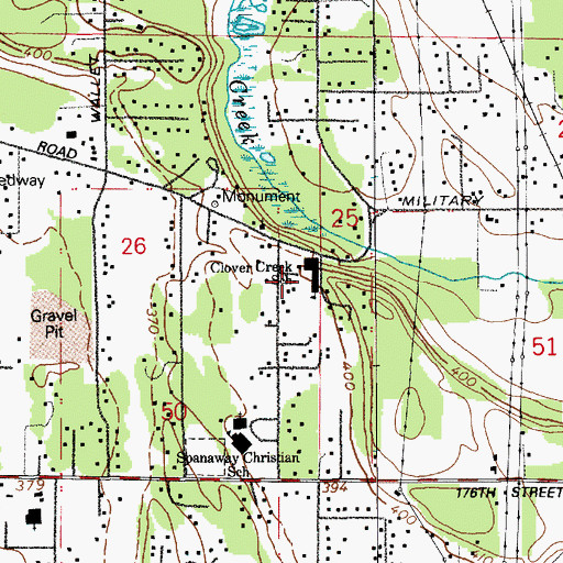 Topographic Map of Clover Creek Elementary School, WA