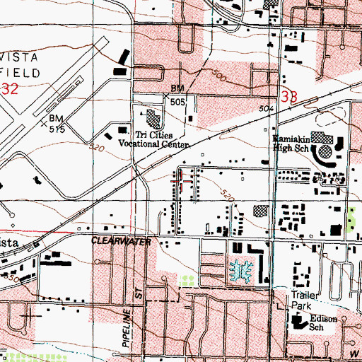Topographic Map of Tri City Area Vocational Skills Center, WA