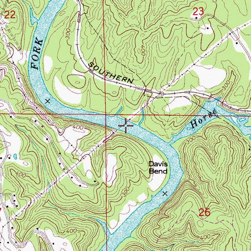 Topographic Map of Bee Shoals, AL