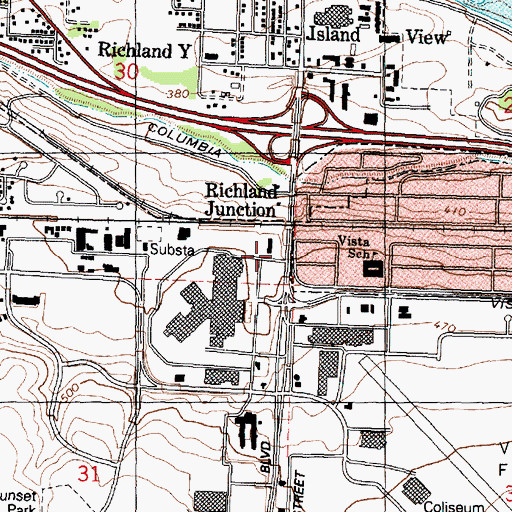 Topographic Map of Vista Elementary School, WA