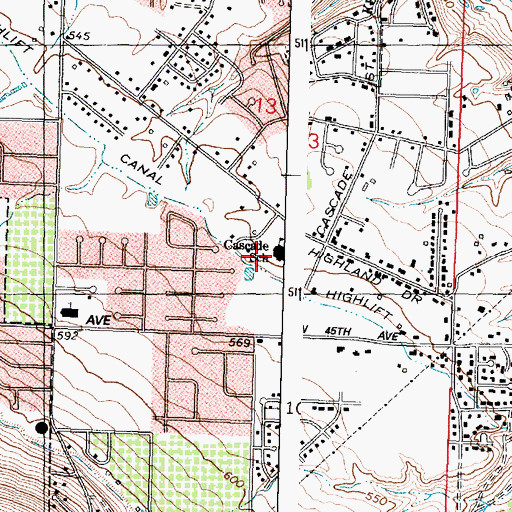 Topographic Map of Cascade Elementary School, WA