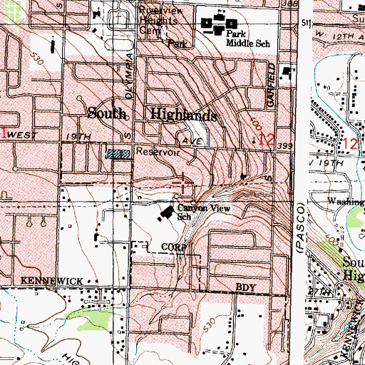 Topographic Map of Lincoln Elementary School, WA