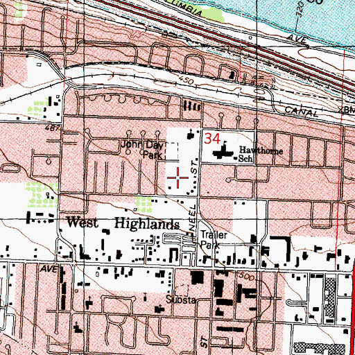 Topographic Map of Kamiakin High School, WA