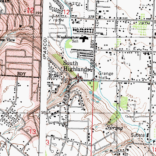 Topographic Map of Canyon View Elementary School, WA