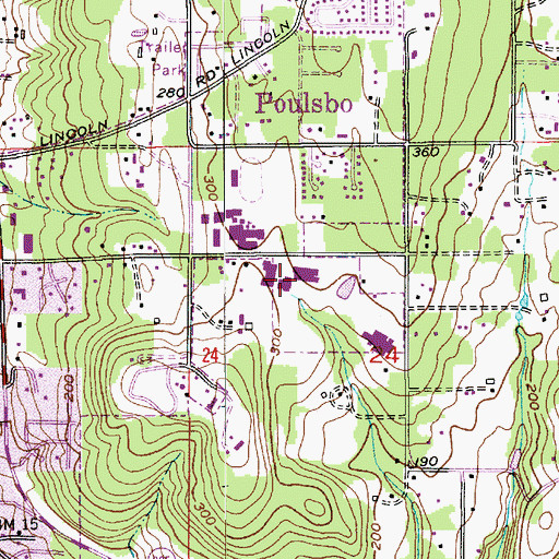 Topographic Map of Poulsbo Middle School, WA