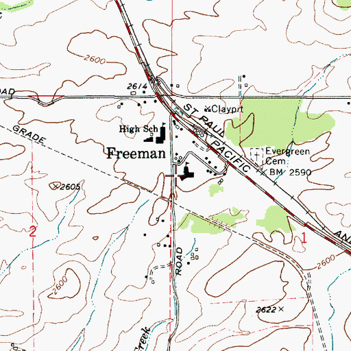 Topographic Map of Freeman Elementary School, WA