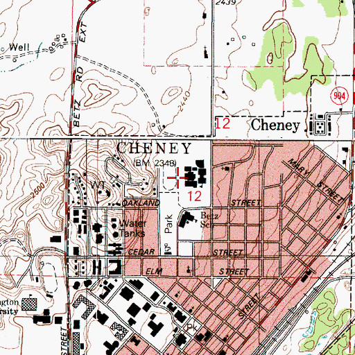 Topographic Map of Cheney High School, WA
