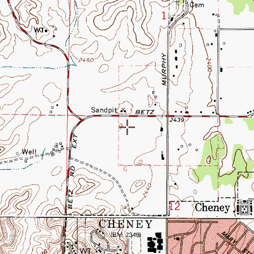 Topographic Map of Cheney Middle School, WA