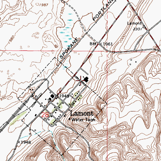 Topographic Map of Lamont Middle School, WA