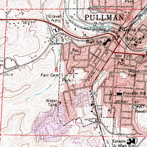 Topographic Map of Sunnyside Elementary School, WA