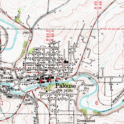 Topographic Map of Garfield - Palouse High School, WA