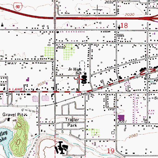 Topographic Map of Greenacres Middle School, WA