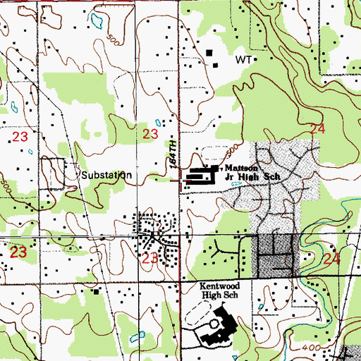 Topographic Map of Mattson Middle School, WA