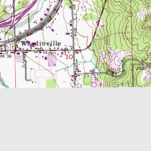 Topographic Map of Bellevue Christian School-Woodinville, WA