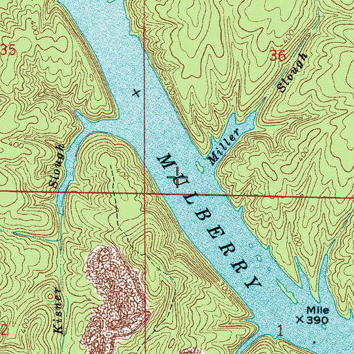 Topographic Map of Miller Ferry (historical), AL