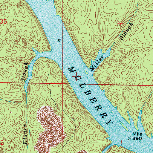 Topographic Map of Miller Ferry (historical), AL