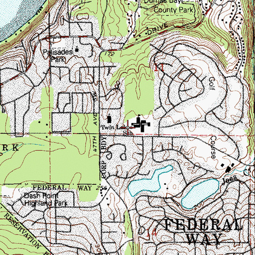 Topographic Map of Twin Lakes Elementary School, WA