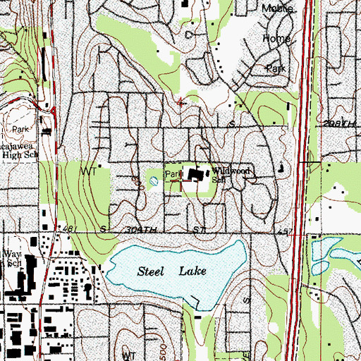 Topographic Map of Wildwood Elementary School, WA