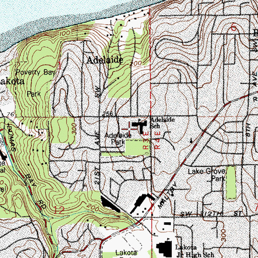 Topographic Map of Adelaide Elementary School, WA