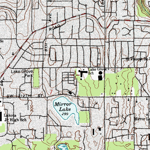 Topographic Map of Lake Grove Elementary School, WA