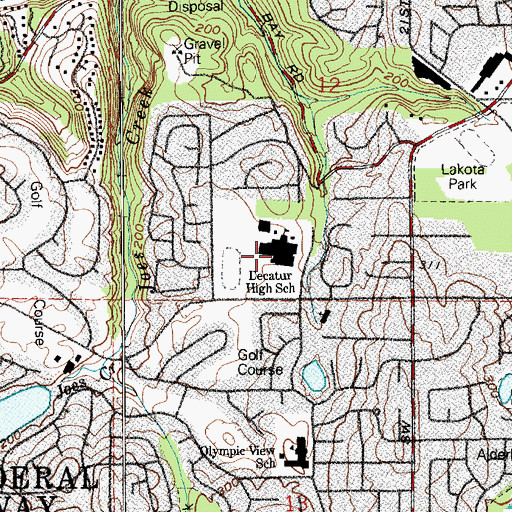 Topographic Map of Decatur High School, WA