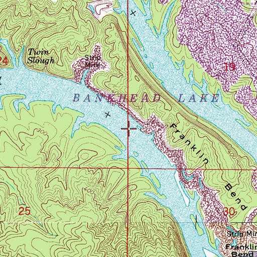 Topographic Map of Lock Number Fourteen (historical), AL