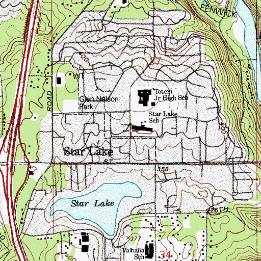 Topographic Map of Star Lake Elementary School, WA