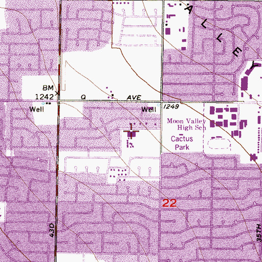 Topographic Map of Tumbleweed Elementary School, AZ